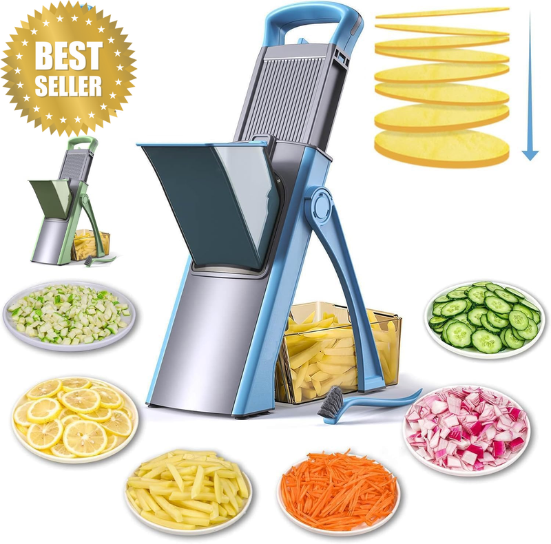 Upgrade Safe Mandoline Slicer plus - 100+Methods Vegetable Chopper with Brush, A