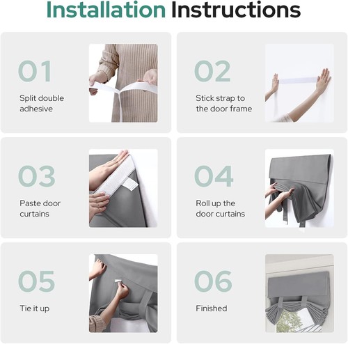 HOMEIDEAS French Blackout Door Window Curtains, W26" X L40", B-light Grey 