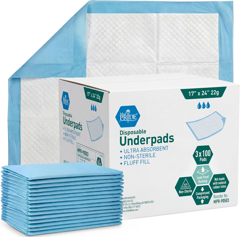 Medpride Disposable Underpads 17'' X 24'' (100-Count) Incontin...
