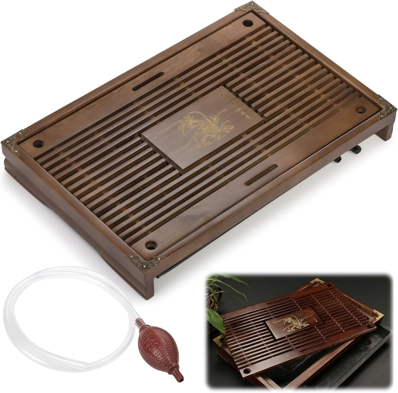 Wooden Tea Tray, 17 Inch Chinese Kung Fu Tea Tray, Gongfu Tea Table with Water S