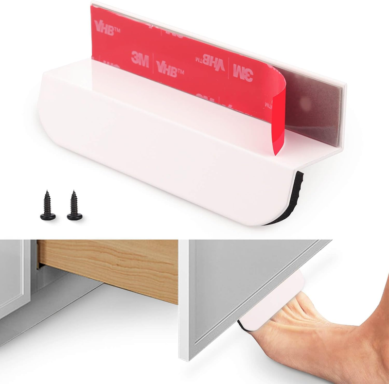 1-Pack under Cabinet Foot Pull with Adhesive and Screws, Hands Free Toe Foot Pul