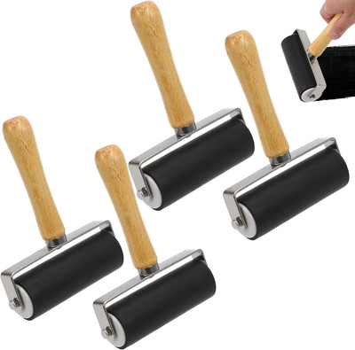 4 Pcs Rubber Brayer Rubber Roller Ink Stamping Roller Rubber Brayer Roller Rolle