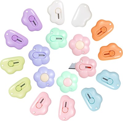 Multicolor Mini Retractable Utility Knives Set Cute Flower Cloud Shape 18pcs