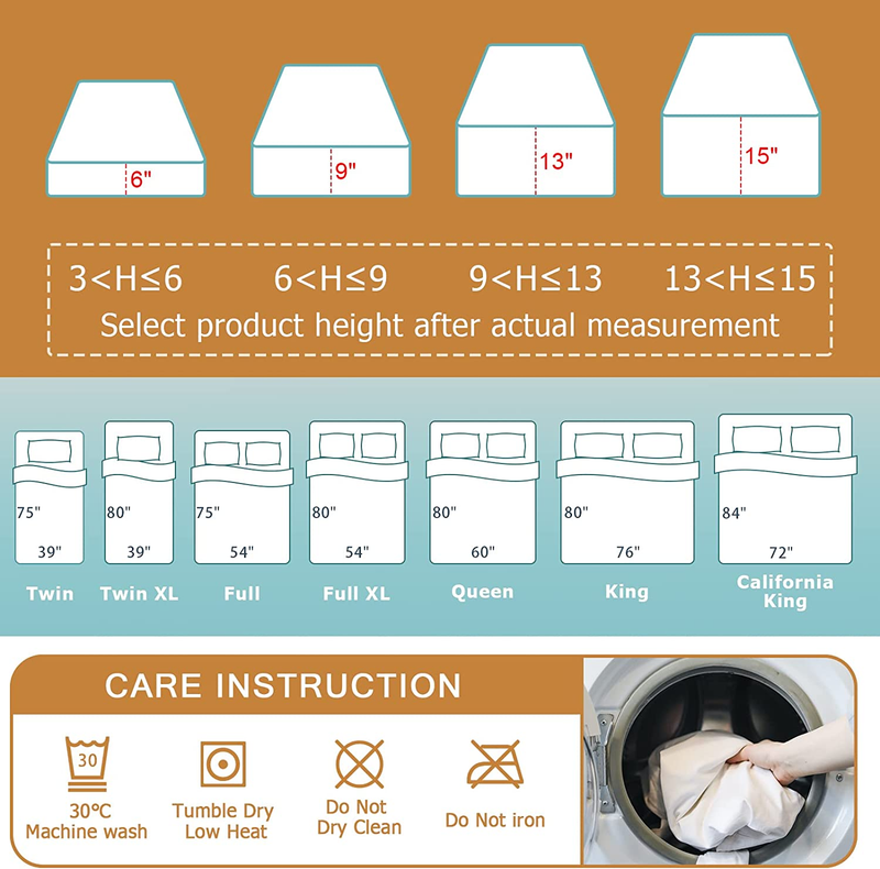 Waterproof Zippered Mattress Encasement Matress Protector 6 9 13 15 18 Inch Deep