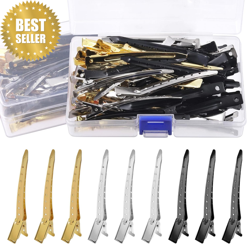 45Pcs 3.5" Duck Billed Clips with Holes Metal Duck Billed Hair Clips Alligator C