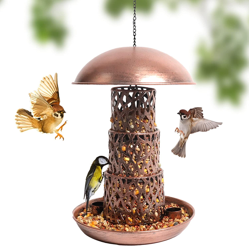 S For Outdoors Hanging, Metal Copper Bird Seed Feeders,