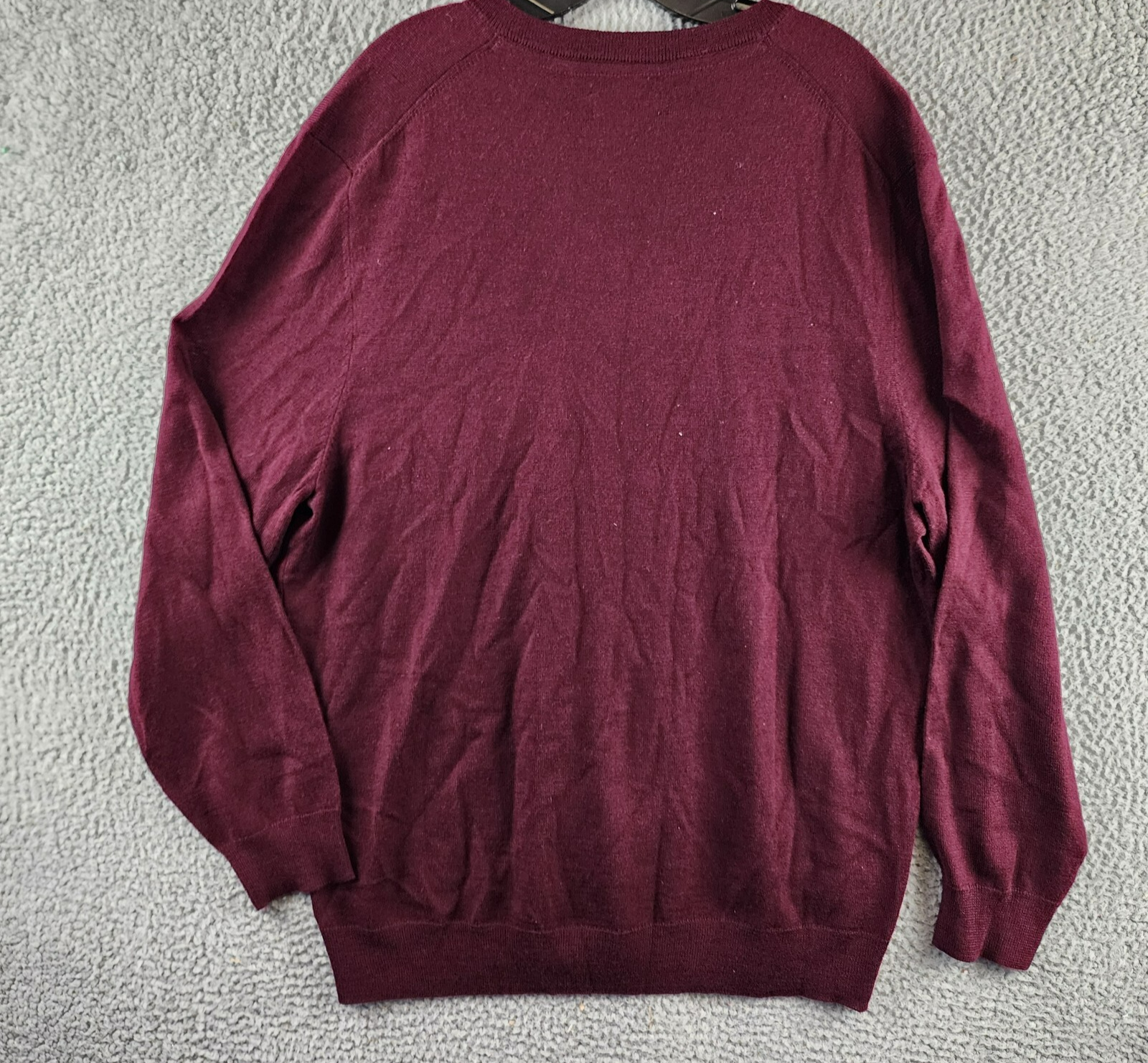Club Room Solid V-Neck Merino Wool Blend Sweater Men's XXL Maroon Long Sleeve - Picture 12 of 15