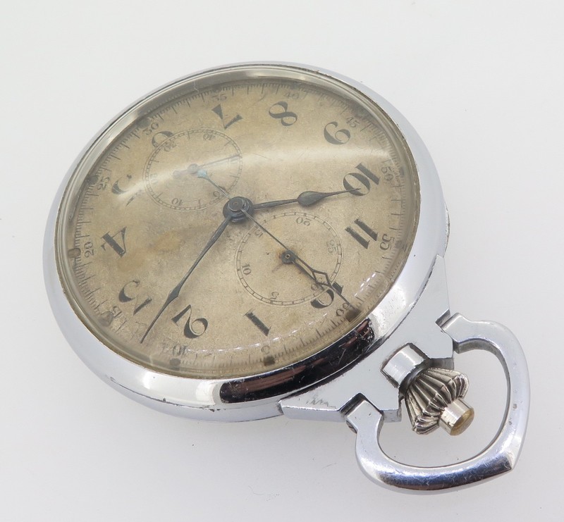 .Rare 1940s Seiko Seikosha Naval Chronograph Pocket Watch Nice Patina