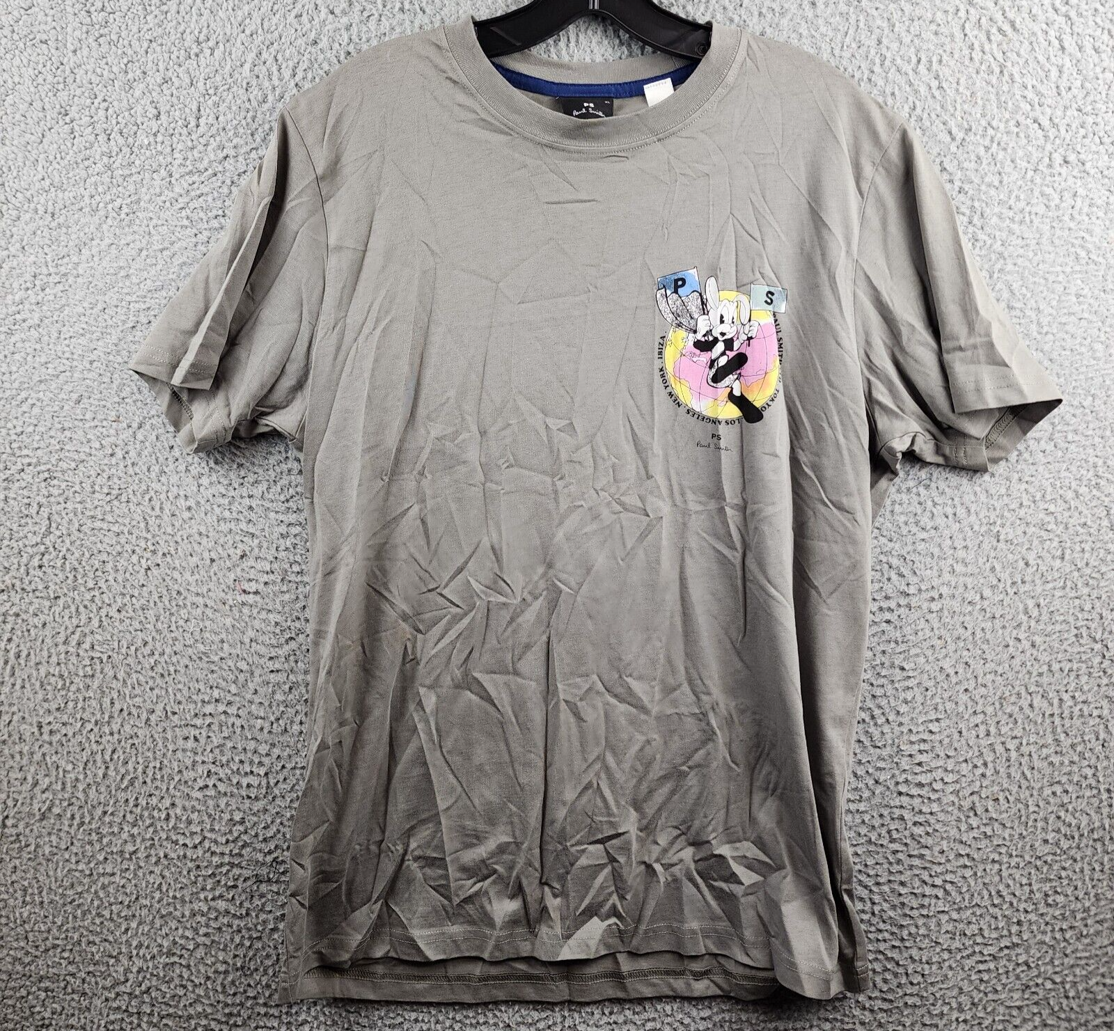 PS Paul Smith Slim Fit Rabbit Print Tee Men's XL Gray Crew Neck Short Sleeve~ - Picture 2 of 15