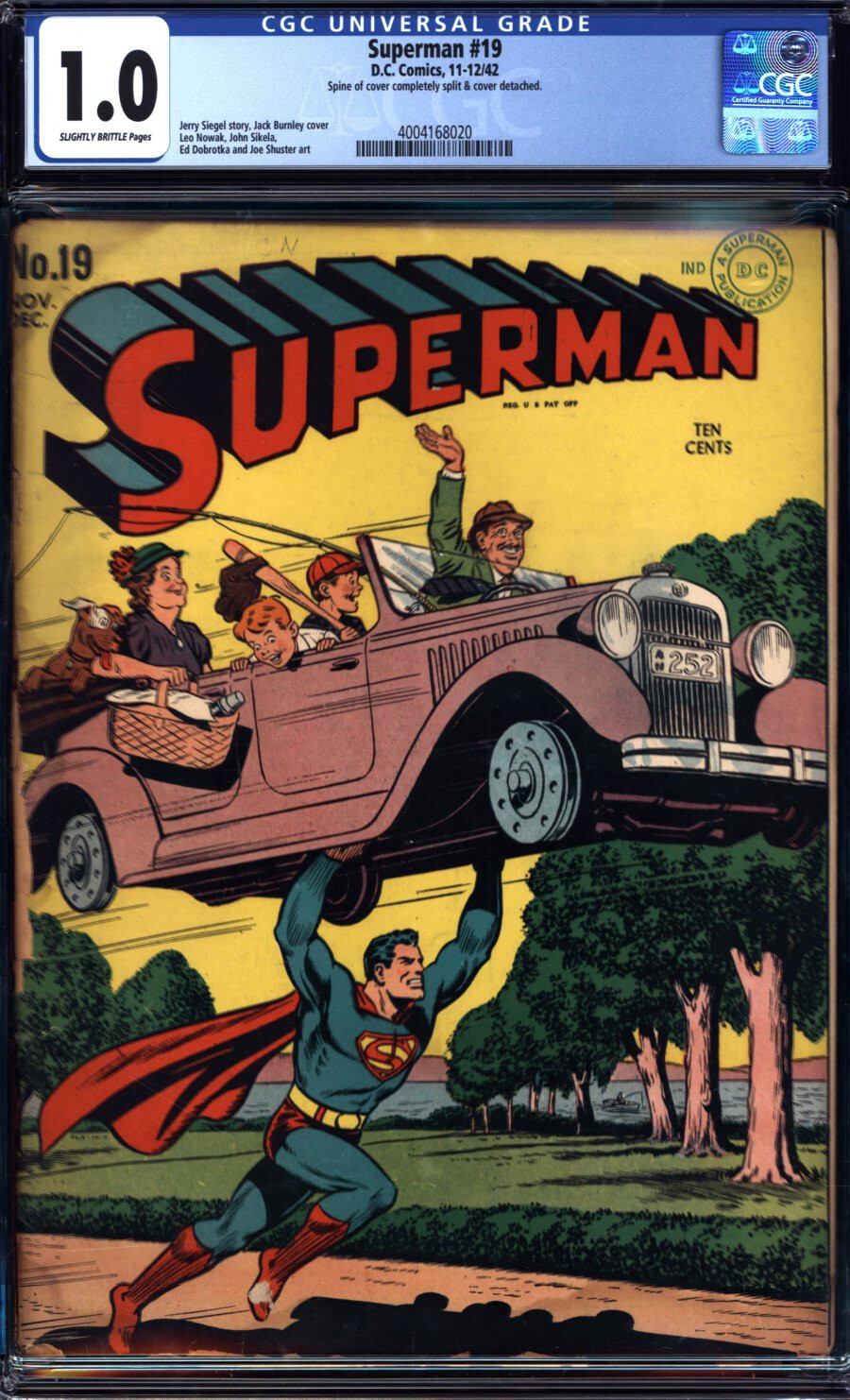 Superman #19 CGC 1.0 DC 1942 Action Comics! Key Golden