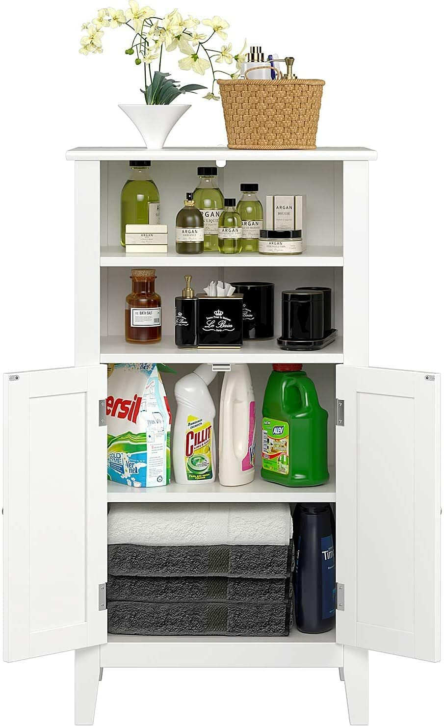 Immagine 61 - Mobiletto bagno Armadietto da Terra Mobile da Bagno Credenza Multiuso Bianco