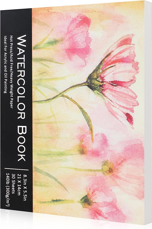 A5 Watercolor Paper Pad, 30 Sheets, 300Gsm Watercolor Paper for Painting, Sketch