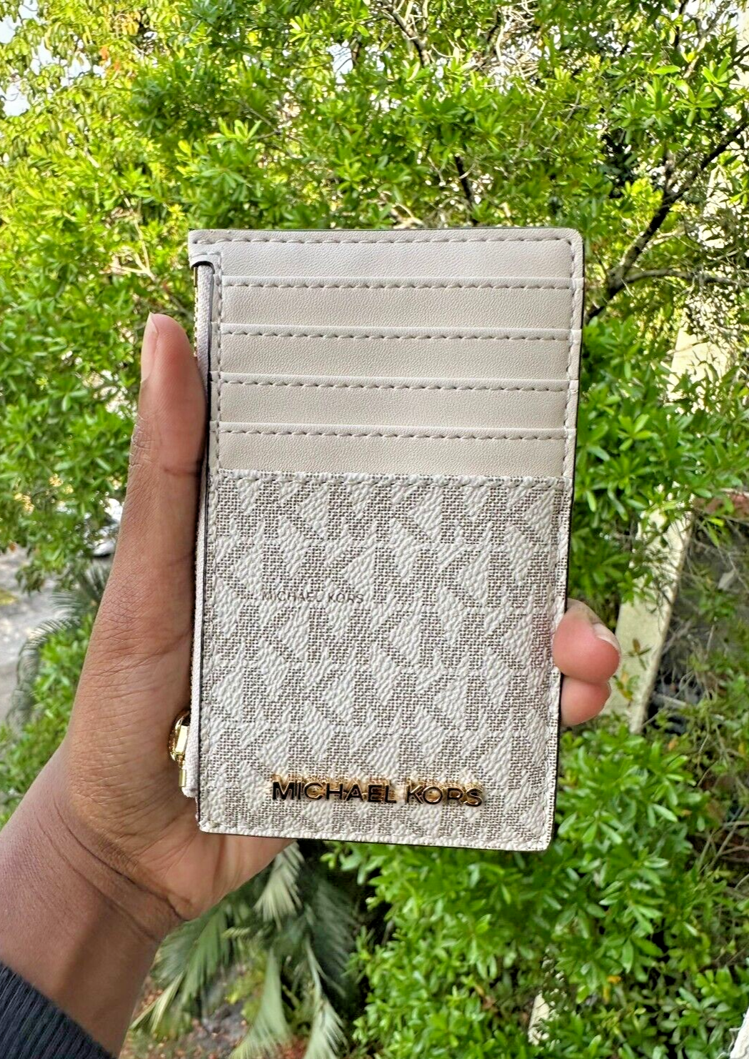 Michael Kors Jet Set Travel Top Zip Card Case Wallet in