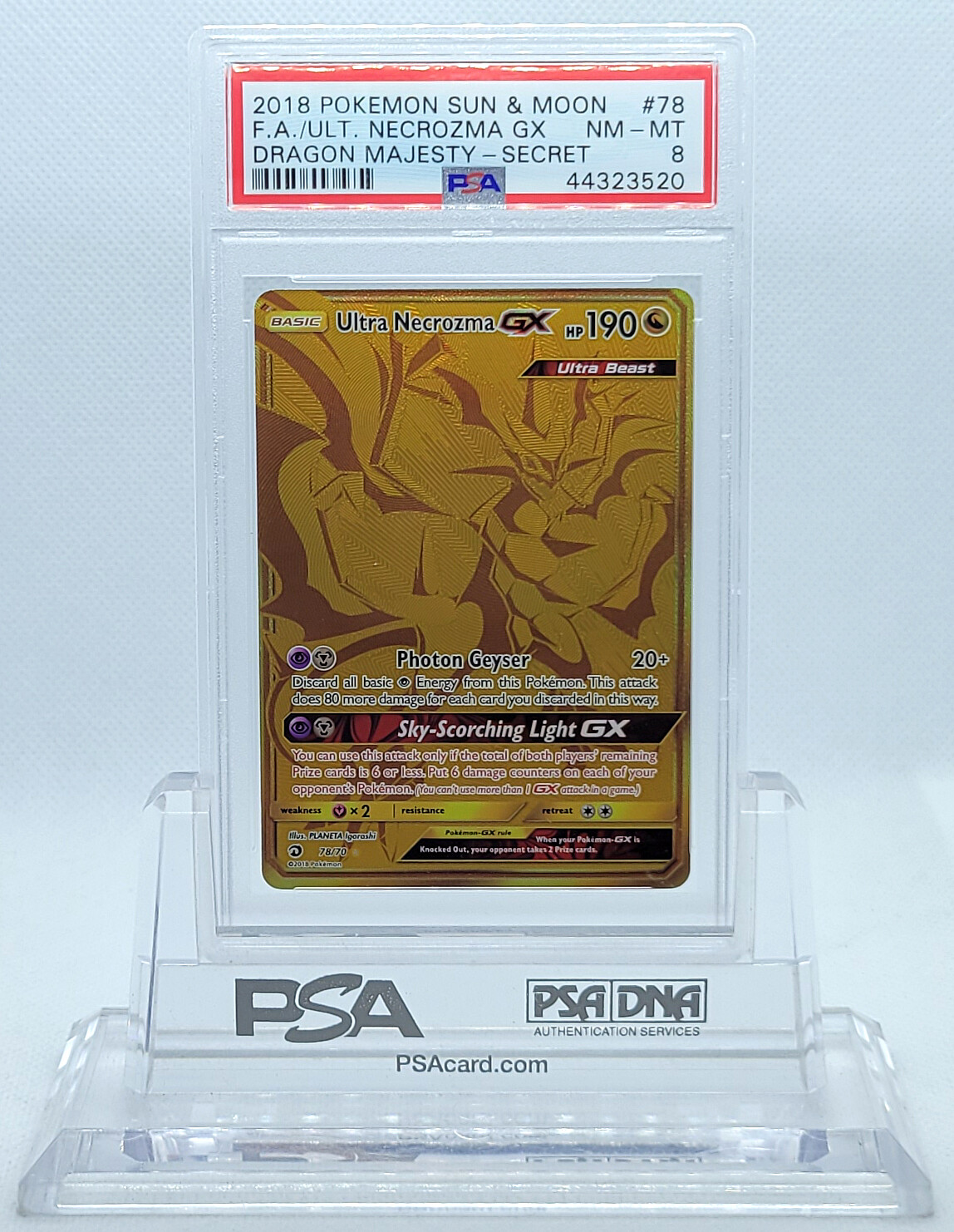 POKEMON DRAGON MAJESTY ULTRA NECROZMA GX #78 SECRET RARE PSA