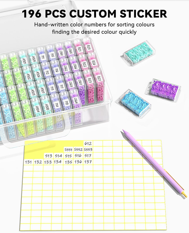 64 Jars Storage Box Diamond Painting Kits for Adults,Portable Storage Containers
