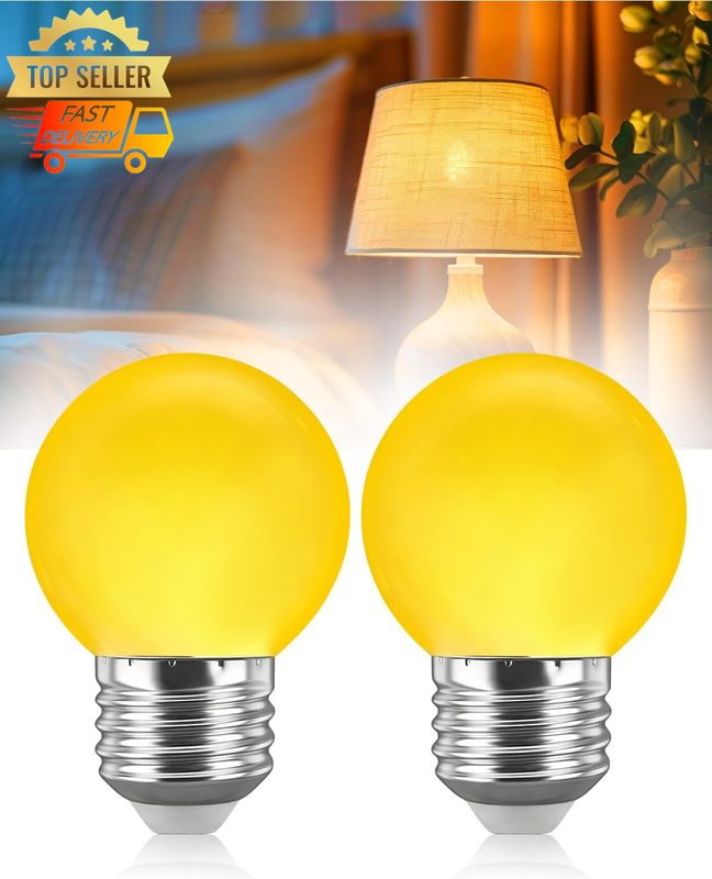 Amber LED Bulb 2000K E27 G45 5W Warm Yellow Sleep Light 2-Pack Non-Dimmable