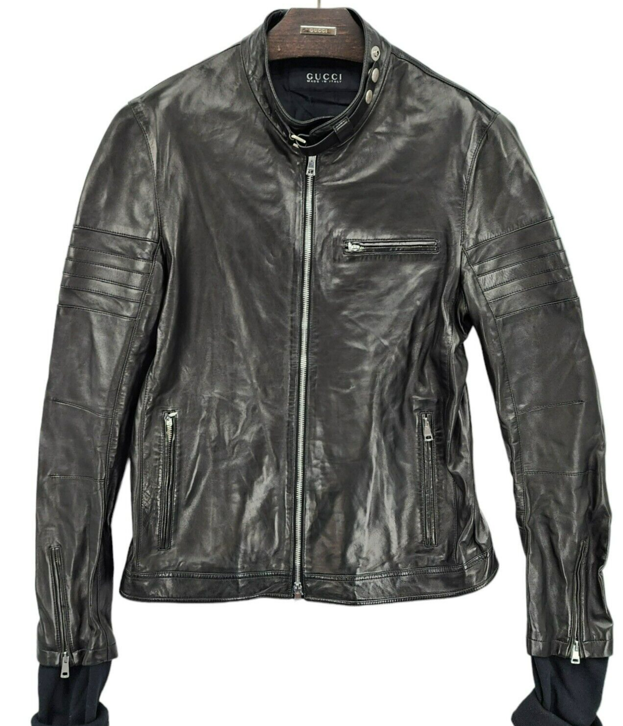 GUCCI Tom Ford Era Leather Moto Jacket IT 48 US 38 Small GUCCI Tom Ford Era Leather Moto Jacket IT 48 US 38 Small