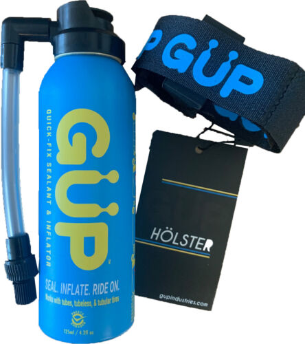 GUP Kwiki Quick-Fix Sealant and Inflator Schrader/Presta Hose Top PLUS Holster!!