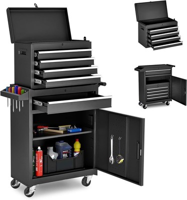 Tool Chest,5-Drawer Rolling Storage Cabinet with 5-Drawer, Black 