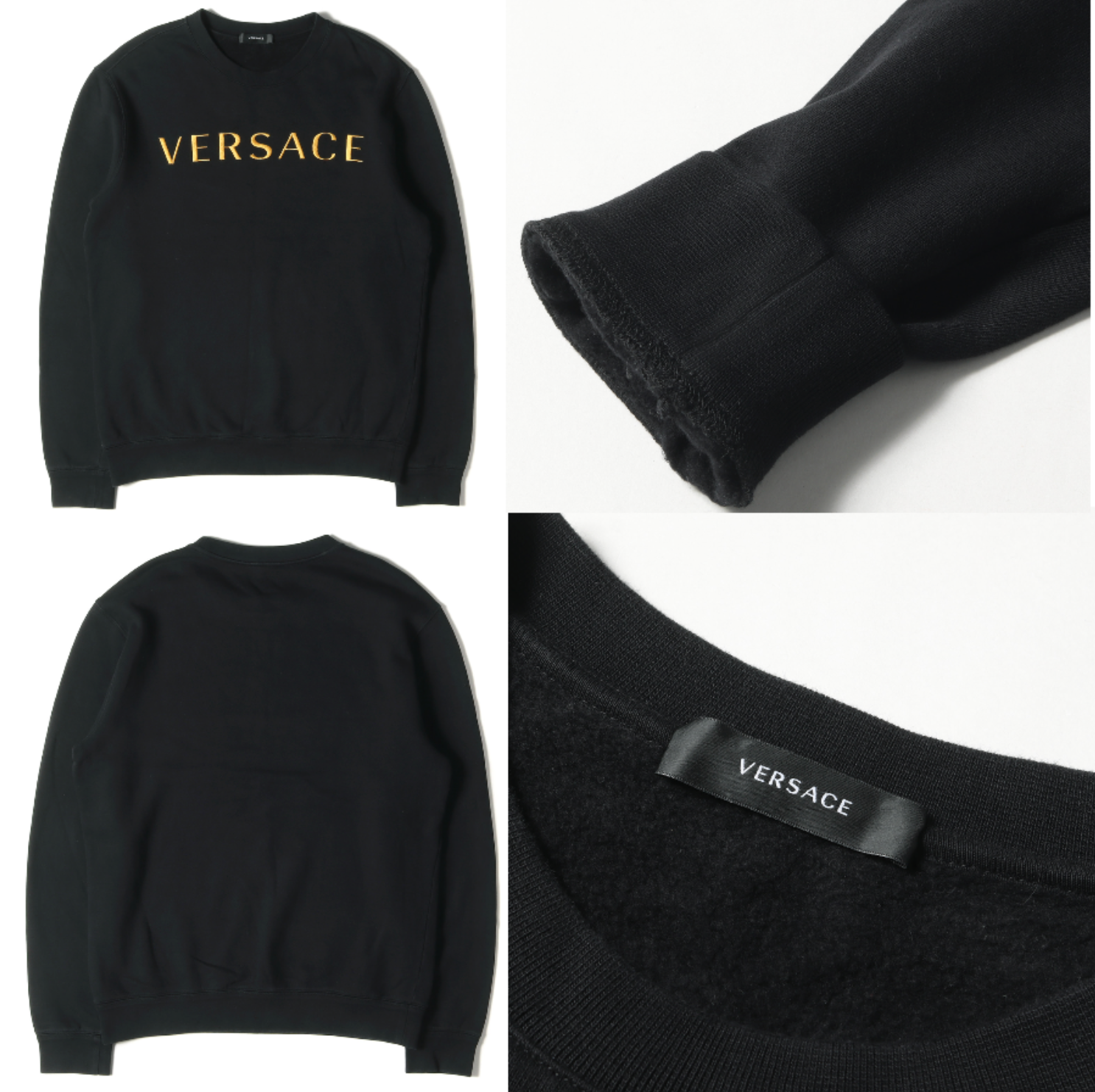 Pre-owned Versace Brushed Embroidery Logo Gold Sweater Sweatshirt Pullover Jumper Xl