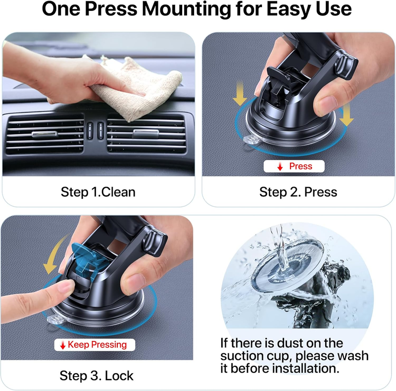 3-in-1 Cell Phone Holder for Car, Universal Car Phone Holder Mount for Car Dashb
