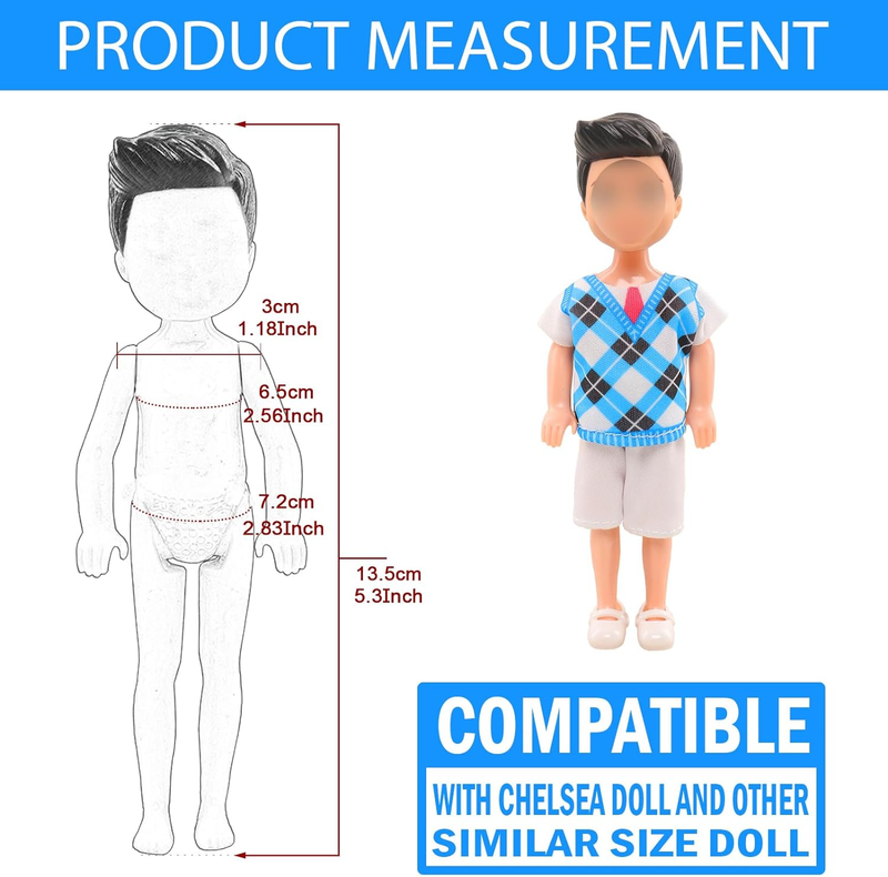Miunana 10pcs 5 Inch Chelsea Boy Doll Clothes for 6 Inch Chelsea Boy Doll
