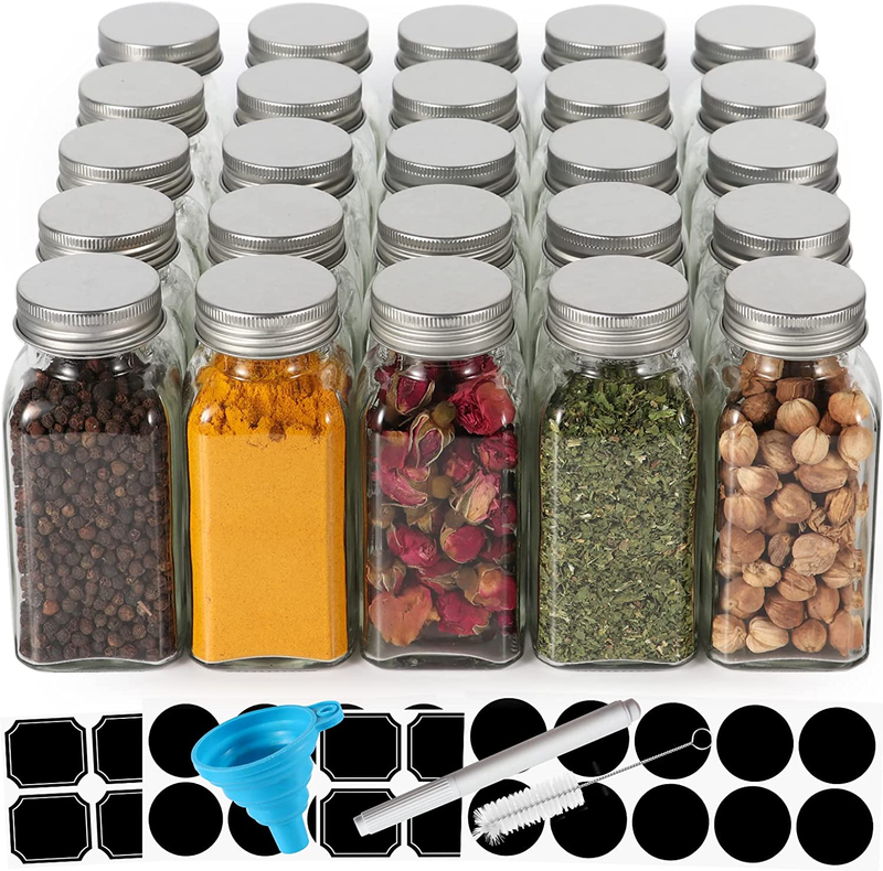 25 Pack Empty Spice Jars With Shaker Lids And Label