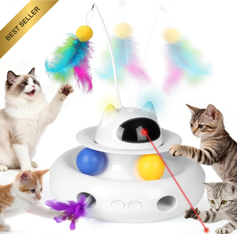 5-in-1 Automatic Interactive Cat Toy Butterfly Track Feather Laser Motion