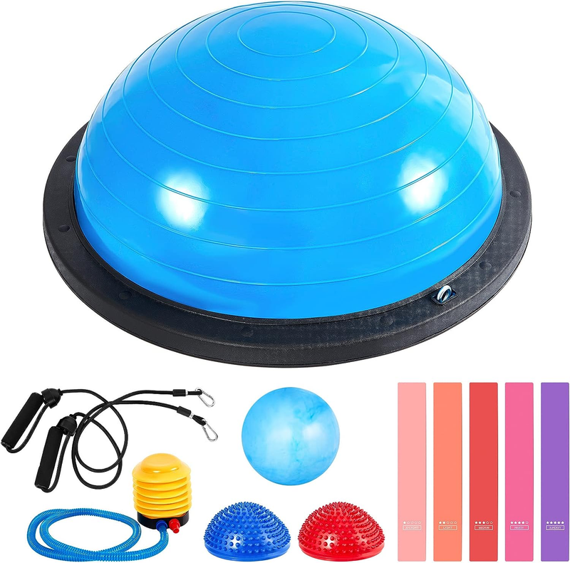Half Ball Trainer Half Yoga Ball with Resistant Band Foot Pump Set, Half Exercis