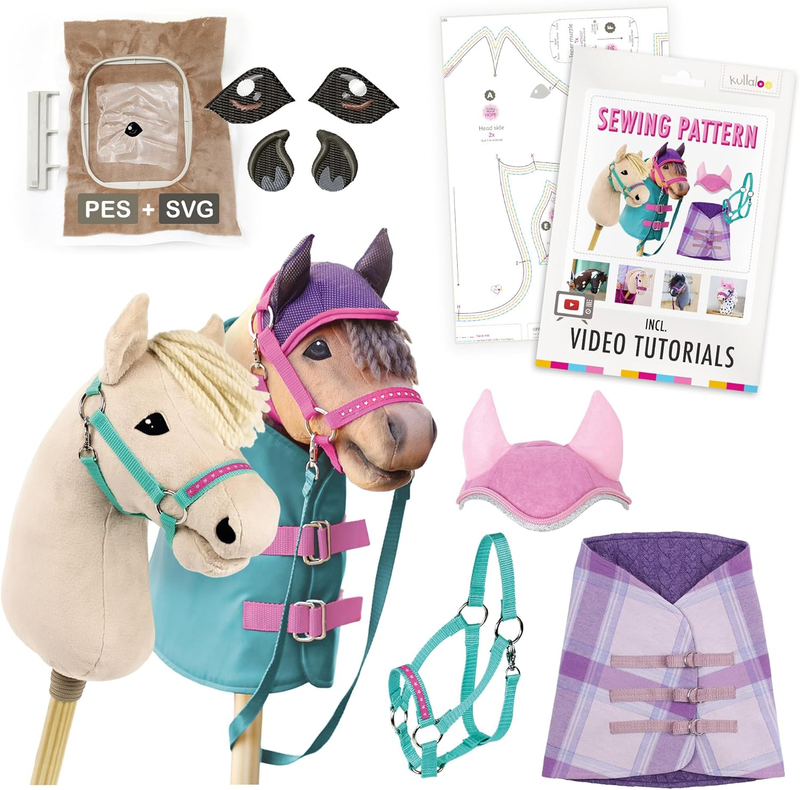 Hobby Horse Sewing Pattern – Make a Stick Horse with Ear Bonnet, Blanket & Halte