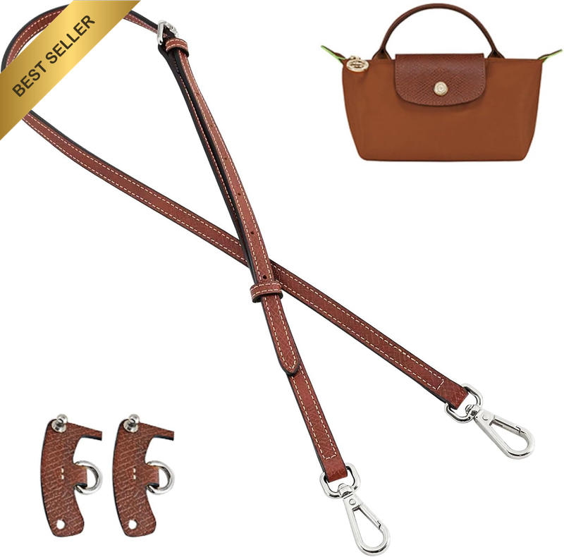 Leather Bag Shoulder Strap Compatible with Longchamp Mini Pouch, Purse Straps Cr