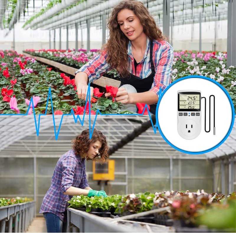 KABASI Digital Temperature Controller, LCD Screen Heating Cooling Reptile Thermo