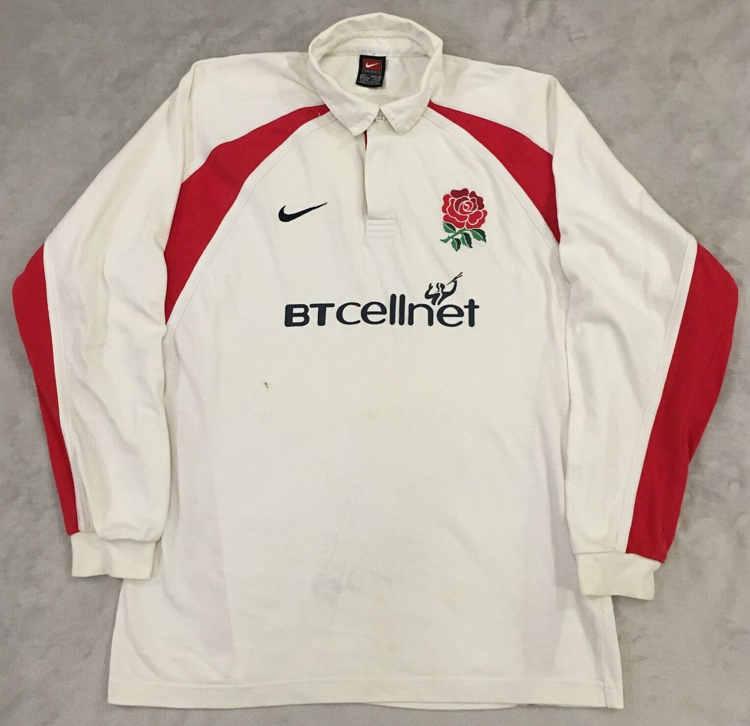 Nike England Rugby Polo Shirt Vintage BT Cellnet XL White
