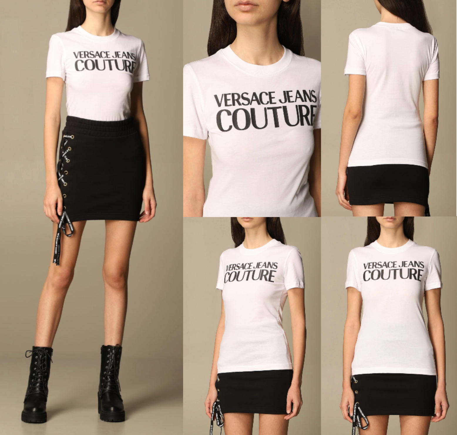 トップス versace jeans couture s Versace Jeans Couture Crew Neck Logo Top Cotton T-Shirt