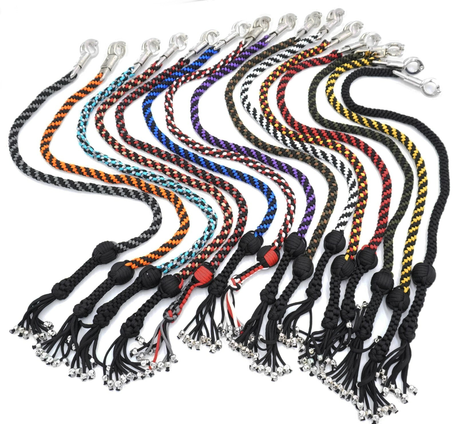 550 Paracord Motorcycle Whip Get Back whip 1" Ball & Skulls 36" Teal Gray Black