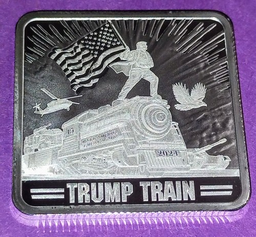 純銀バー 1オンス マウントトランプモア 1oz Mount Trumpmore Trump 1 Oz .999 Silver Square 2024 Trump Train Silver Bar