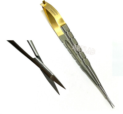 GERMAN CASTROVIEJO Micro Scissors Needle Holder Curved TC Forceps Dental Eye Set