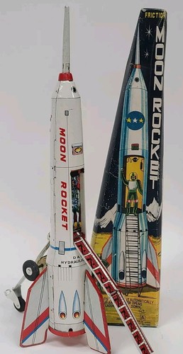 昭和レトロ MOON ROCKET ムーンロケット ブリキ からくり おもちゃ 昭和レトロ MOON ROCKET ムーンロケット ブリキ からくり