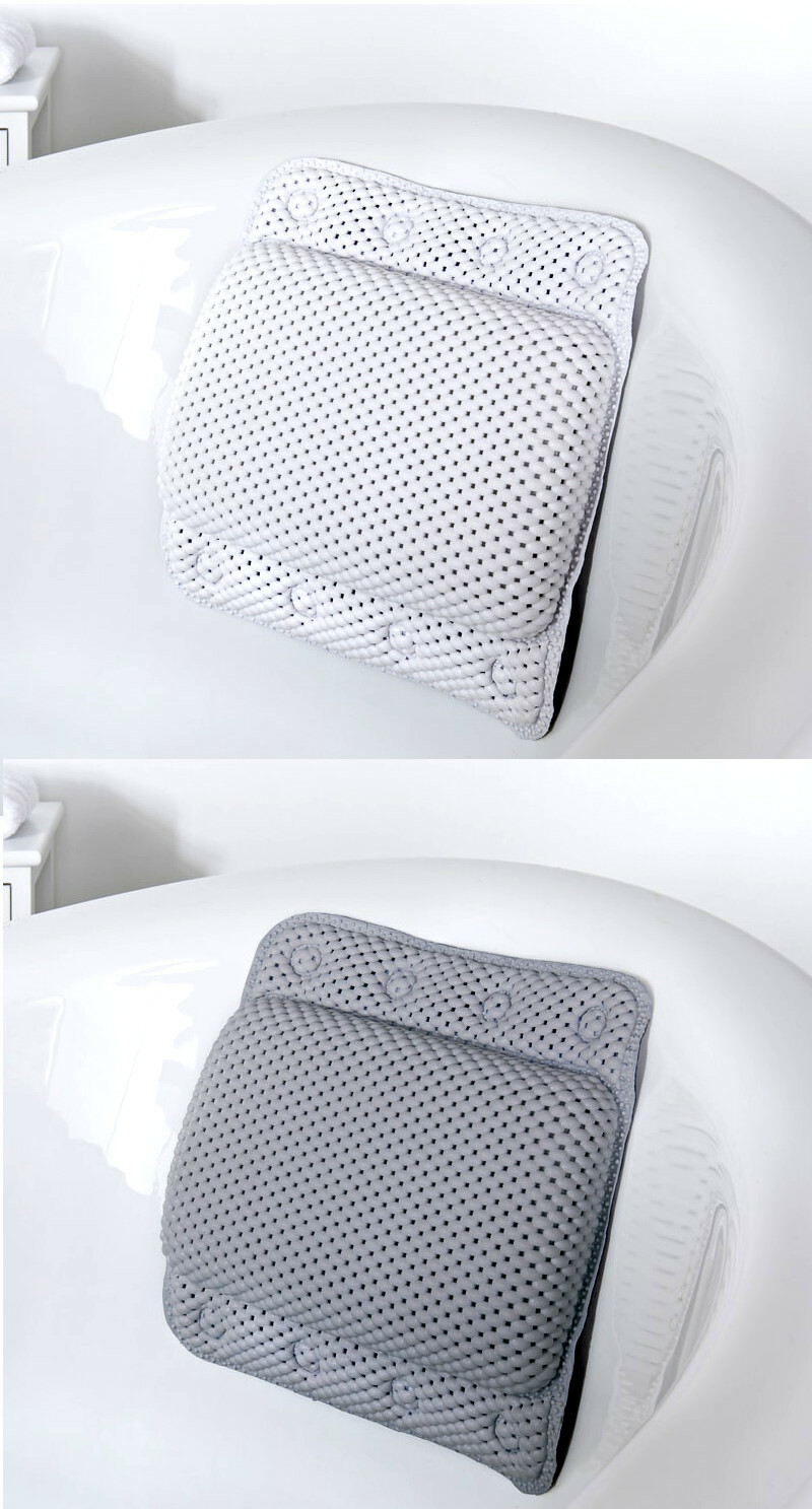 Cushioned Bath Pillow With 8 Slip Resistant Suction Cups