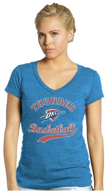 THUNDER RUSSELL WESTBROOK NBA MAJESTIC WOMEN'S TRI-BLEND V-NECK TEE SIZE XL NEW