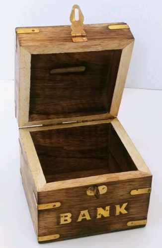 Secure & Safe Money Coin Box Wooden Piggy Bank For Boys Girls & Adults Handmade