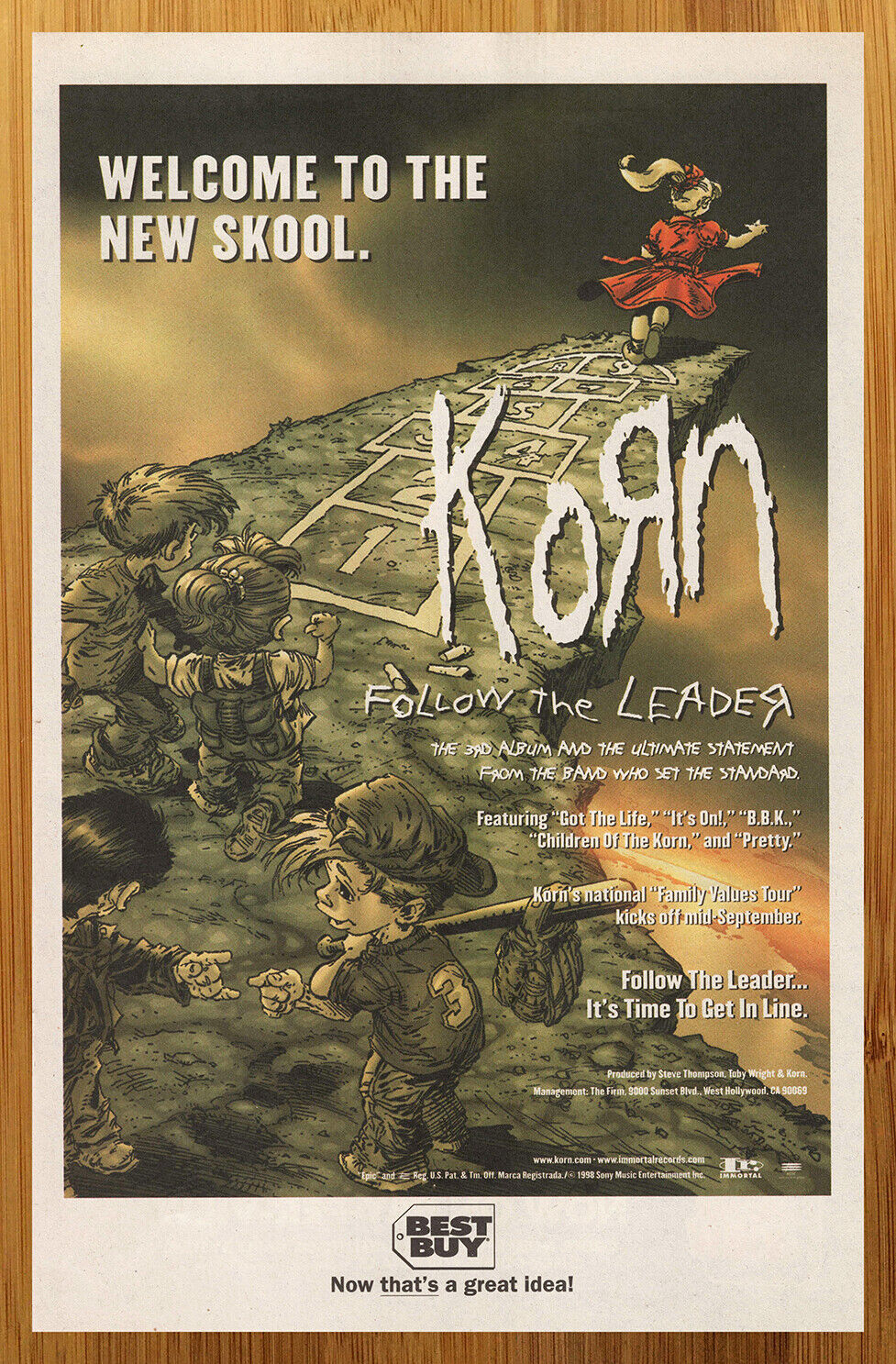1998 KORN Follow The Leader Vintage Print Ad/Poster CD/LP 1998 KORN Follow The Leader Vintage Print Ad/Poster CD/LP