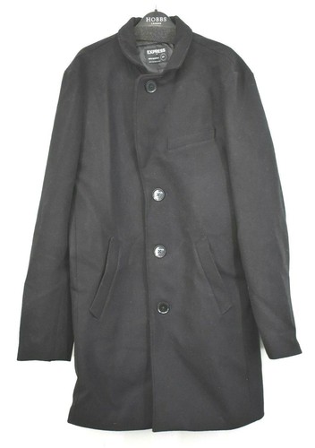 Express Womens Black Water Resistant Coat Wool Blend Button