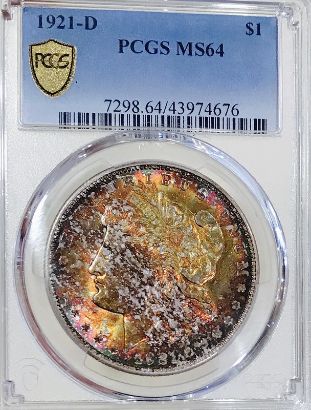 1921 D MORGAN PCGS MS64*MEGA RARE DATE WITH COLOR! HUGE