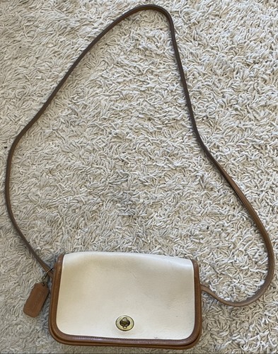 Vintage COACH bone brown leather Dinky shoulder bag purse No
