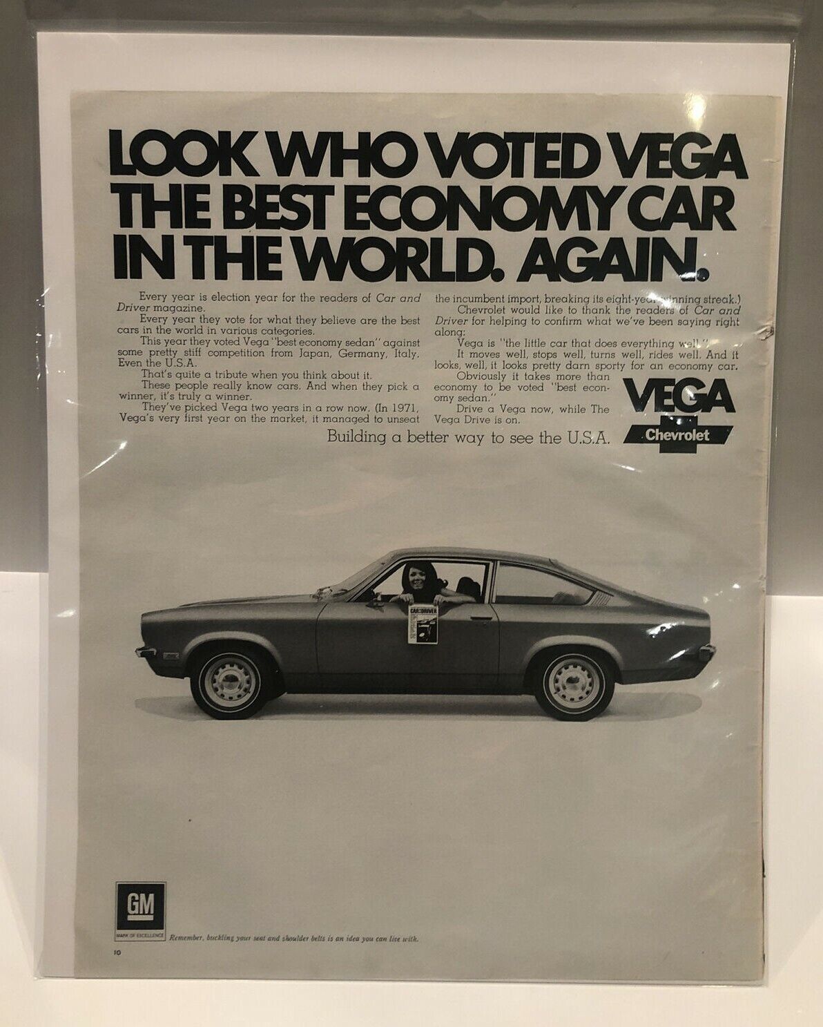 Look Who Voted Vega The Best Economy Car In The World Vintage Ad