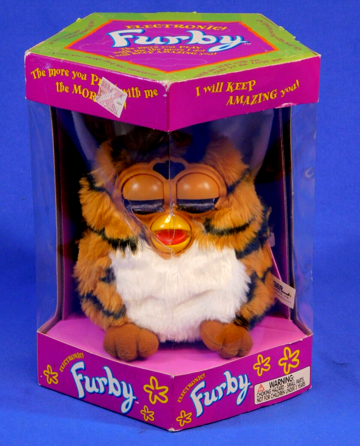 FURBY ORANGE BLACK WITH MANE GENERATION 2 1998 MODEL 70-800