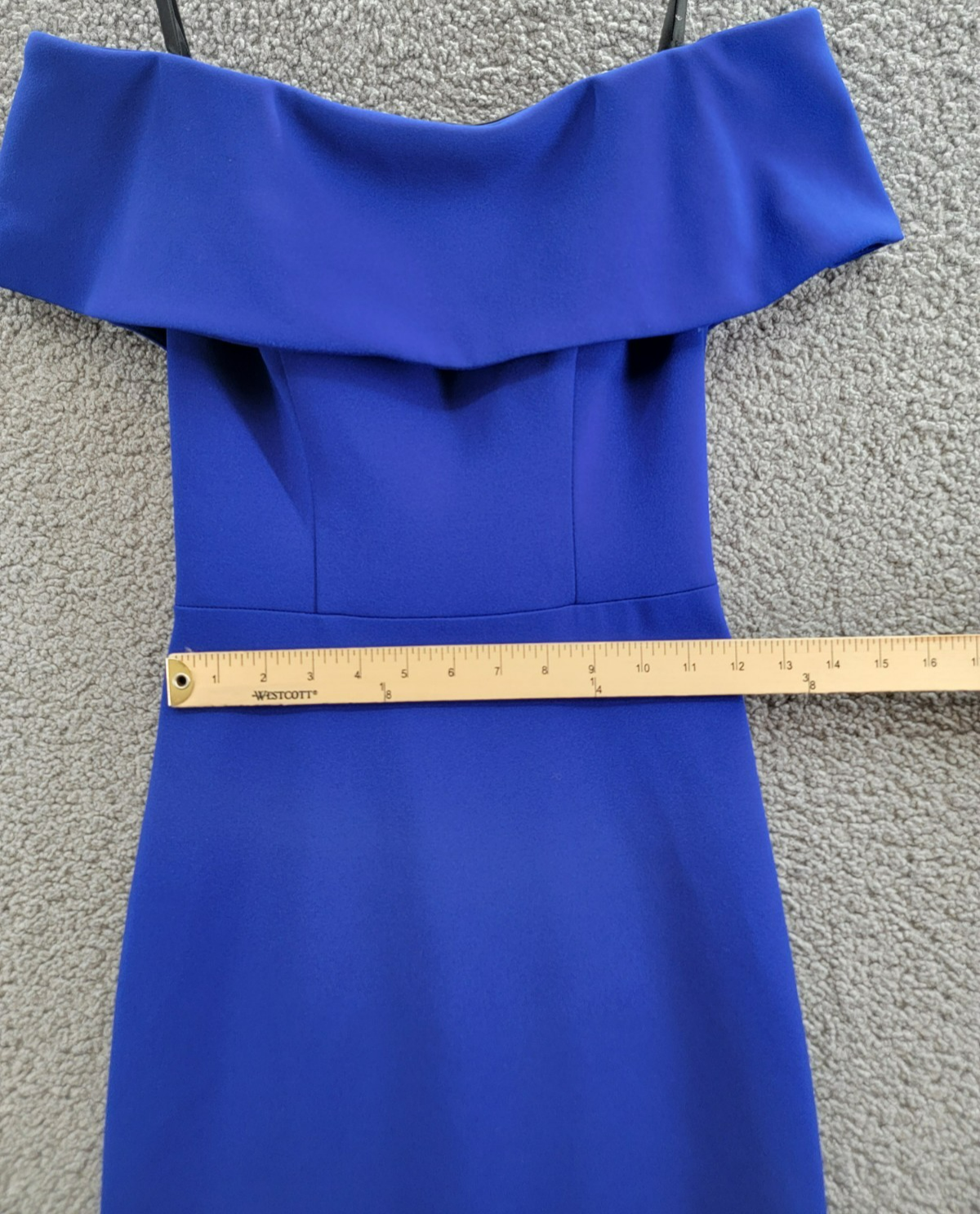 AQUA Off-the-Shoulder Scuba Crepe Gown Women's 2 Marine Back Zip Closure S/S - Picture 10 of 20