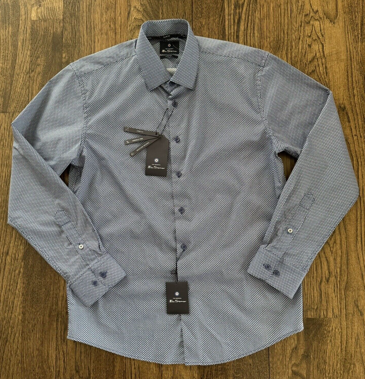 Ben Sherman NWT Mens M 15/15 1/2 32/33 Button Shirt LS Navy
