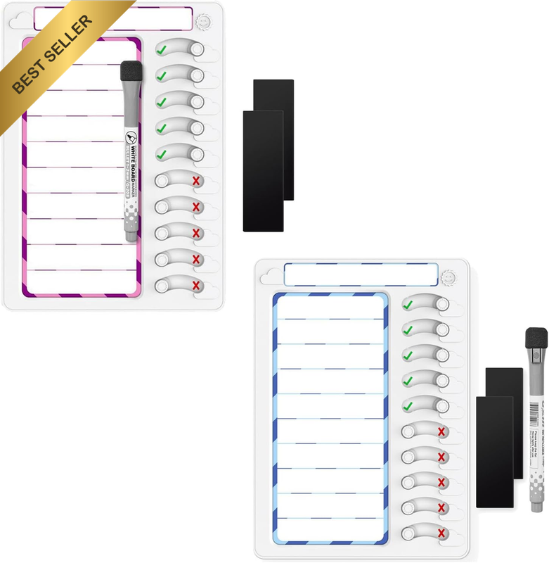 2Pcs Children'S Erasable Chore Chart to Do List，Sliding Magnetic Chore Chart, Re